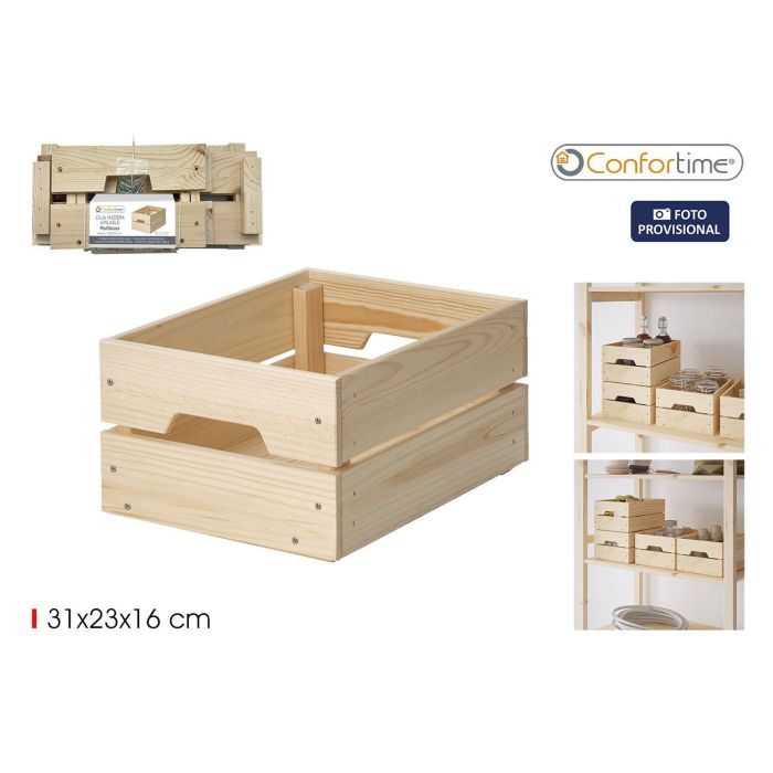 Caja de Madera Apilable 31x23x15 cm Confortime - Inde (4 Unidades) Caja de Madera Apilable 31x23x15 cm Confortime - Inde (4 Unidades)