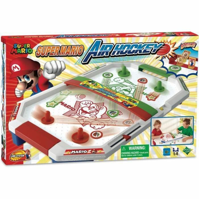 Epoch Air Hockey Super Mario - Juego de Mesa Tipo Arcade con Figuras de Personajes Super Mario y Disco Deslizante por Aire