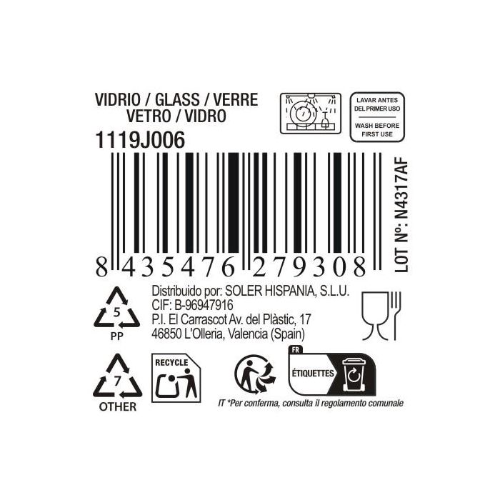 La Mediterranea Jarra Weser 570 ml (Ø 8,3 x 15,8 cm) de Cristal, Diseño Moderno para Agua o Bebidas (24 Unidades) 4