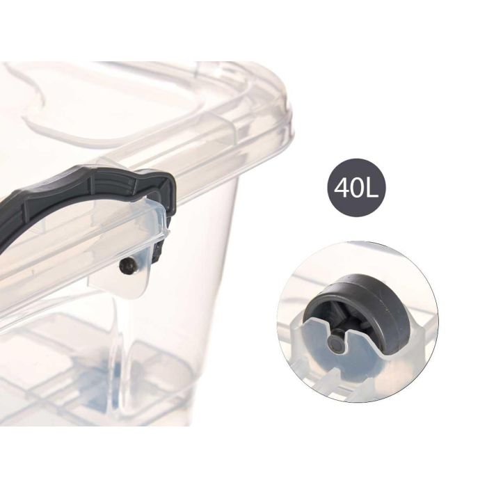 Bajo Cama 6 Ruedas Transparente 40L Kipit 46X20CM (6 Unidades) 3 Bajo Cama 6 Ruedas Transparente 40L Kipit 46X20CM (6 Unidades) 3
