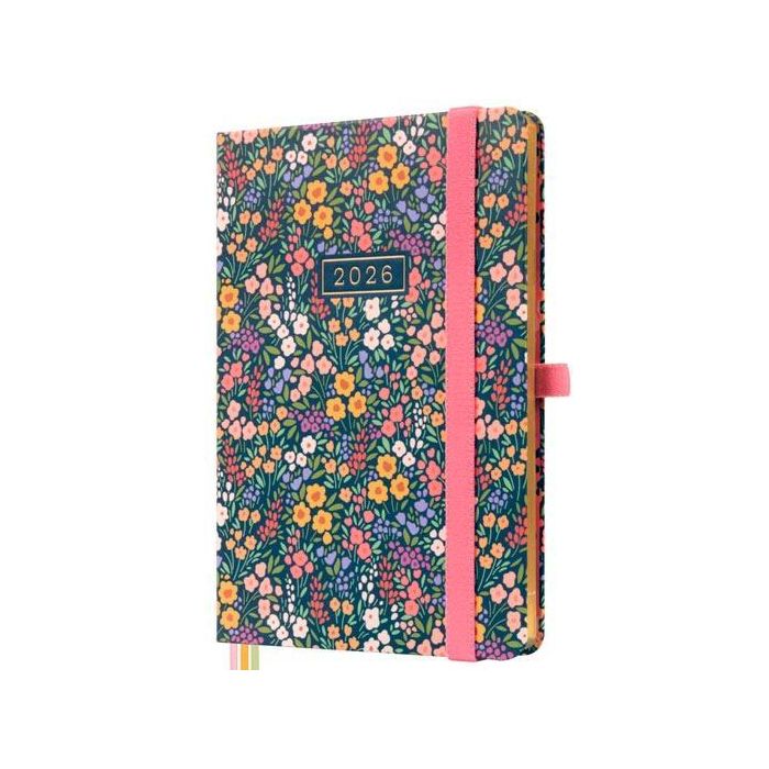 Finocam M4-118x168 mm Svh Agenda Minimal Design Tapa Dura Flora 2026 con Goma Elástica y Bolsillo