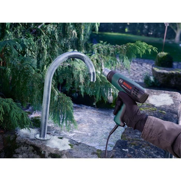 Bosch Pistola de Calor UniversalHeat 600: Decapante Versátil Multiusos con 3 Temperaturas, Base Antideslizante y Pantalla 3