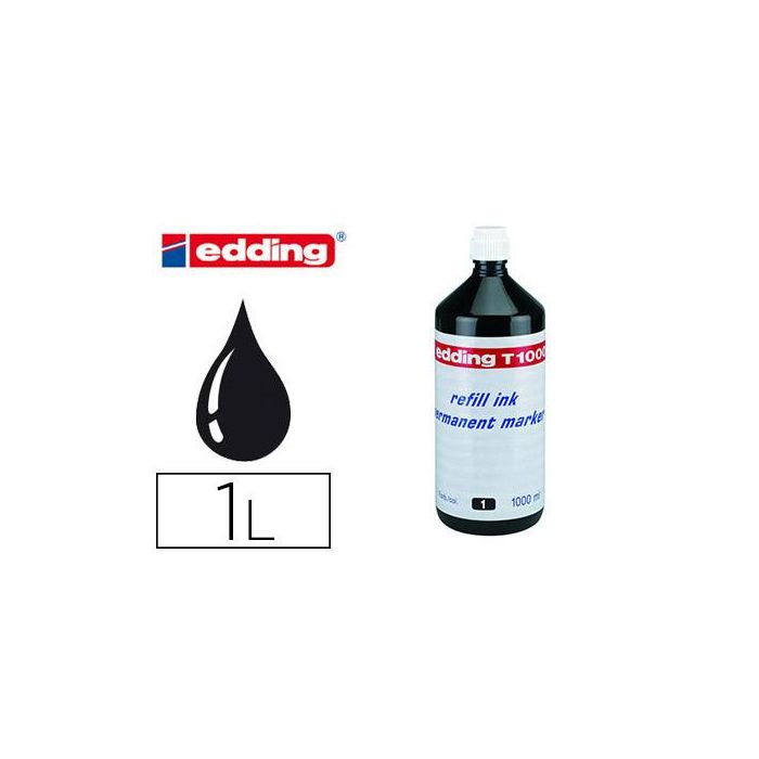 Edding Tinta Recambio Rotulador T-1000 Negro Bote 1 Litro Permanente 1