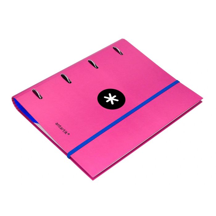 Antartik Carpeta con Recambio A4 Cuadro 5mm, Anillas 40mm Redondas, Solapa, Rosa 7