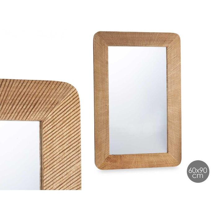 Giftdecor Espejo con marco de madera 60x90 cm líneas naturales color marrón Giftdecor Espejo con marco de madera 60x90 cm líneas naturales color marrón