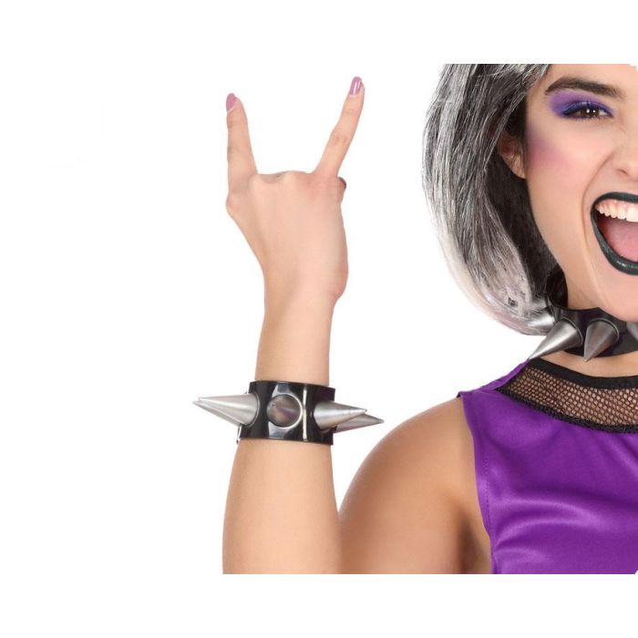 Pulsera Punk de pinchos plateados - Accesorio transgresor estilo heavy metal y años 80 0 Pulsera Punk de pinchos plateados - Accesorio transgresor estilo heavy metal y años 80 0