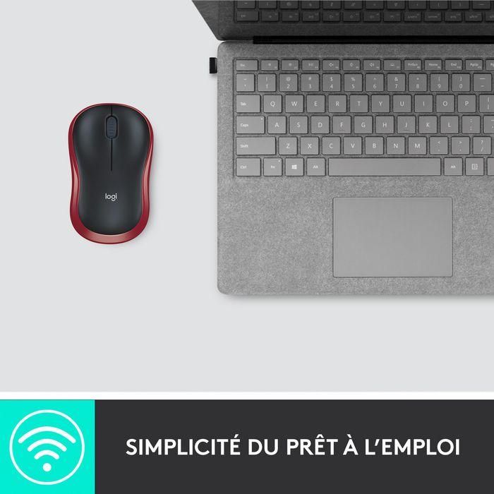 Logitech M185 Ratón Inalámbrico RF Plug-and-Play Rojo con Nano Receptor USB, Ergonómico, Fiable, Batería 1 Año 11