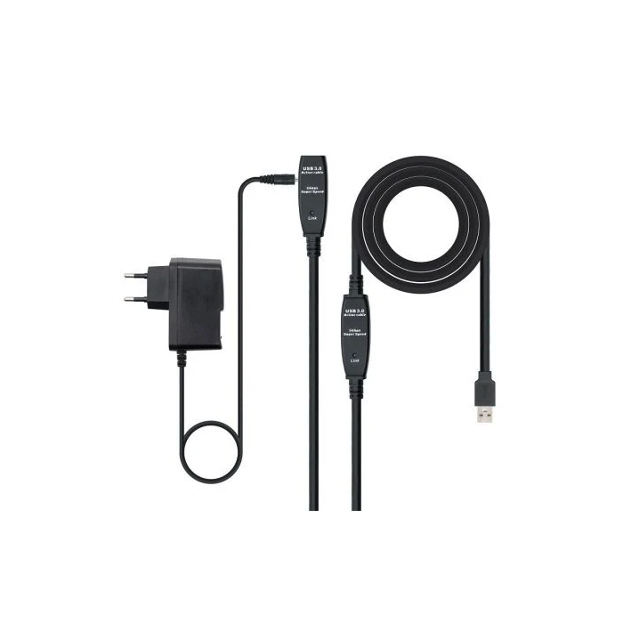 Nano Cable 10.01.0313 Cable Alargador USB 3.0 Macho - Hembra 15m Negro con Amplificador de Señal