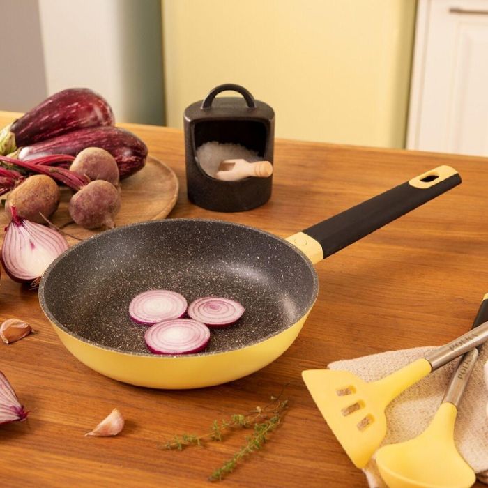 Set de Sartenes Cecotec Polka Experience 18-22-26 Bucket Set Vulcano Amarillo Aluminio 3 Piezas 2