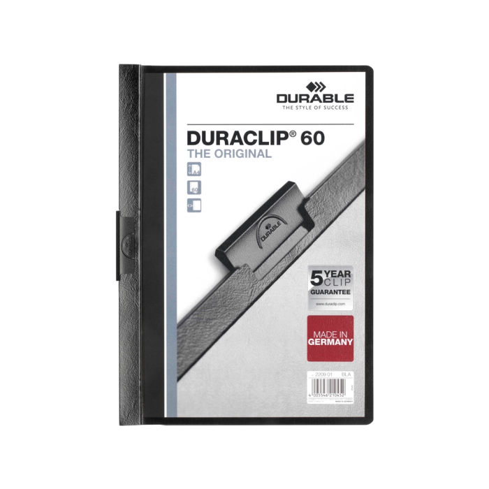 Durable Carpeta Duraclip Dossier Pinza Lateral Negro Capacidad 60 Hojas DIN A4 Polipropileno 1