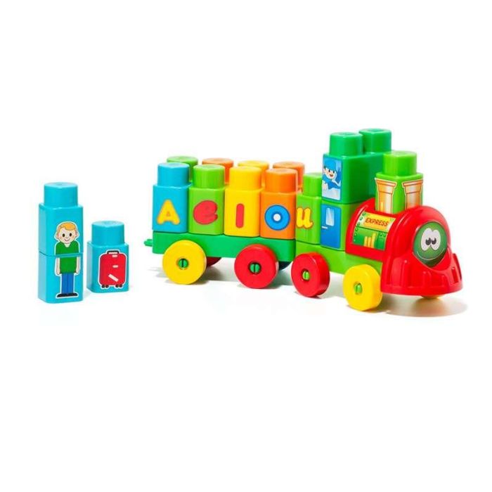 Tren de bloques y construccion 28 piezas 1 Tren de bloques y construccion 28 piezas 1