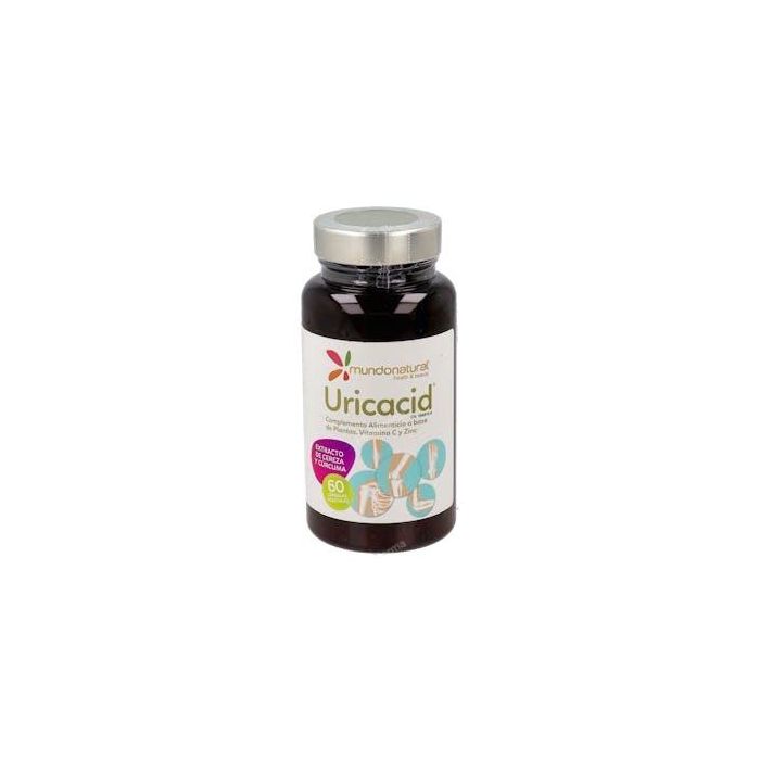 MUNDONATURAL Uricacid 60 Cápsulas con Plantas, Vitamina C y Zinc para Control de Ácido Úrico y Eliminación de Líquidos