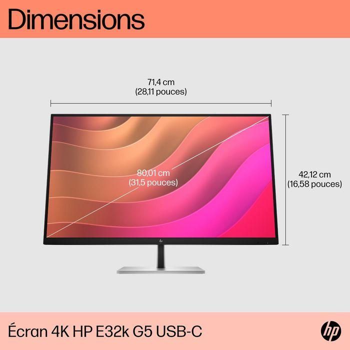 HP Monitor E32k G5 IPS UHD 3840x2160 31.5" USB-C 350cd 13 HP Monitor E32k G5 IPS UHD 3840x2160 31.5" USB-C 350cd 13