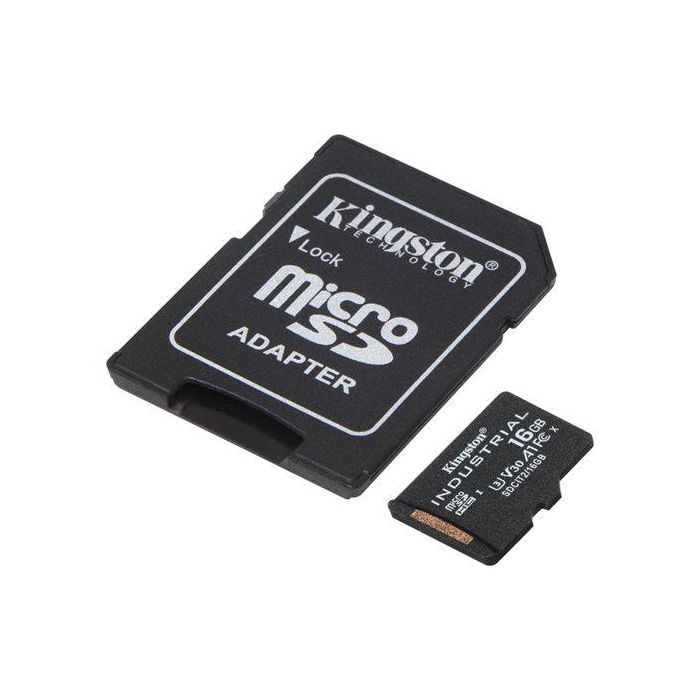 Kingston Tarjeta Memoria MicroSDHC 16GB Industrial U3 V30 A1 -40°C a 85°C Lectura 100MB/s 1920 TBW 1