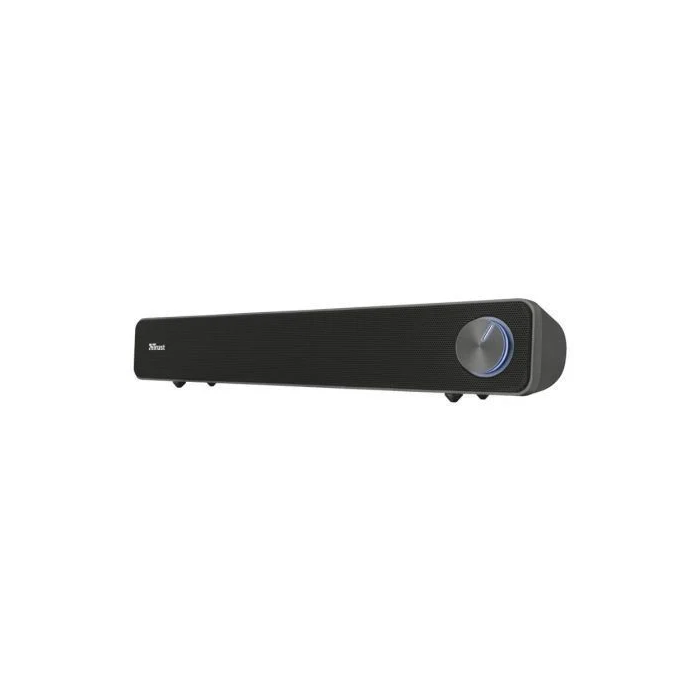 Trust Barra de Sonido Arys 22946 para PC, 12W, 2.0, USB, Auxiliar, Compacta y Elegante, Diseño Horizontal, Control de Volumen Iluminado, Ideal para Escritorio