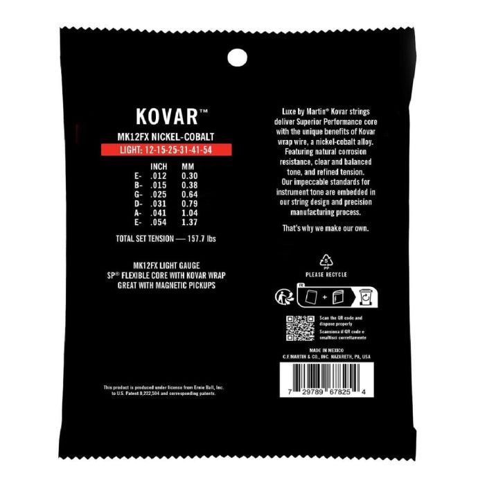 Juego Acústica Luxe Kovar Sp Flexible Core Light 12-54 1