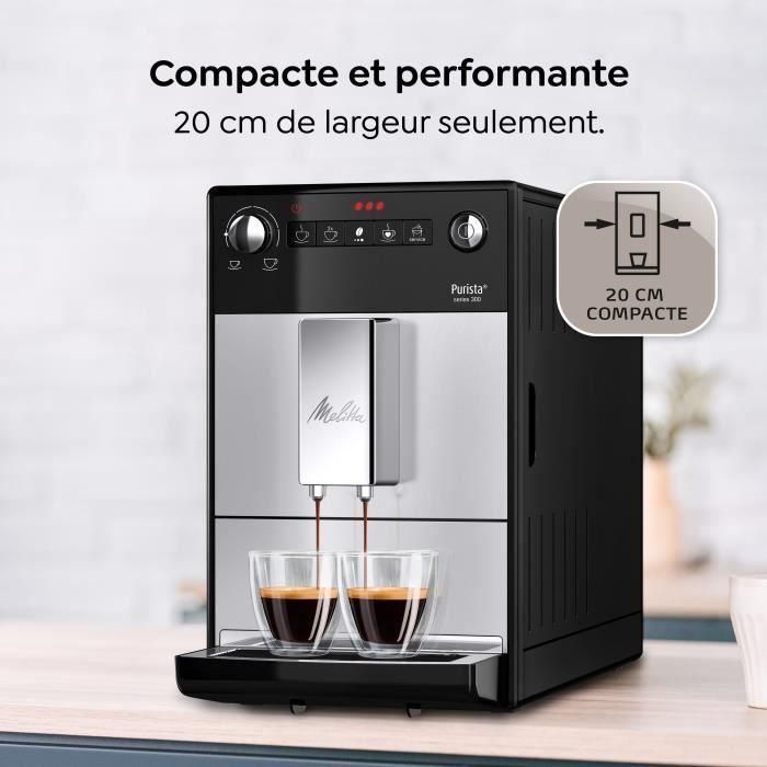 Melitta F230-101 Cafetera espresso automática compacta Purista, con molinillo de granos, 1450W, depósito de agua 1,2L, Plata 2 Melitta F230-101 Cafetera espresso automática compacta Purista, con molinillo de granos, 1450W, depósito de agua 1,2L, Plata 2