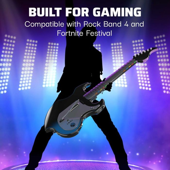 PDP 1717630706377 Guitarra inalámbrica Riffmaster para PlayStation 4, PlayStation 5 y PC Negra 8