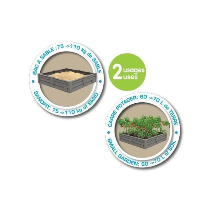 Smoby Bac Square Garden 2 en 1: Patch de vegetales de arena y cuadrado - 76x76cm - Tarpaulina fundada suministrada 3 Smoby Bac Square Garden 2 en 1: Patch de vegetales de arena y cuadrado - 76x76cm - Tarpaulina fundada suministrada 3
