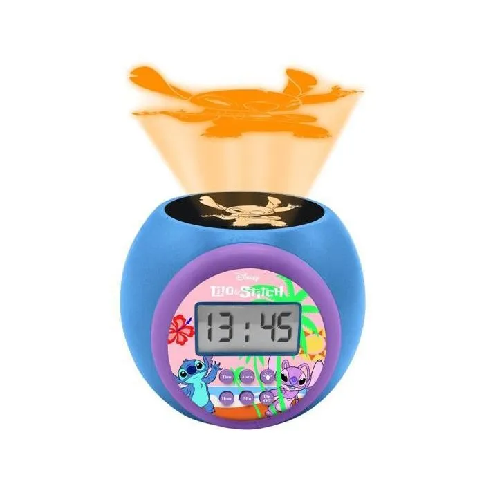 Lexibook Reloj Despertador Proyector Disney Stitch RL977D con Luz de 3 Colores 1