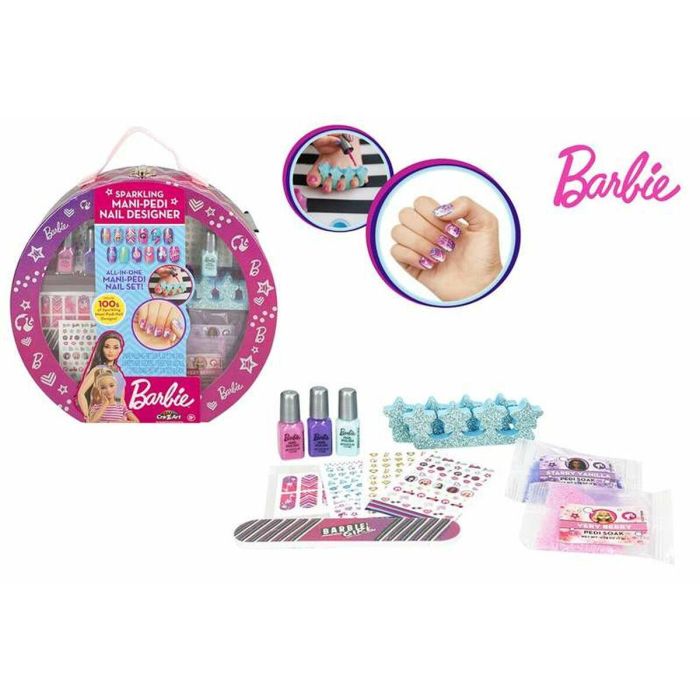 Estuche de manicura y pedicura barbie con muchos accesorios