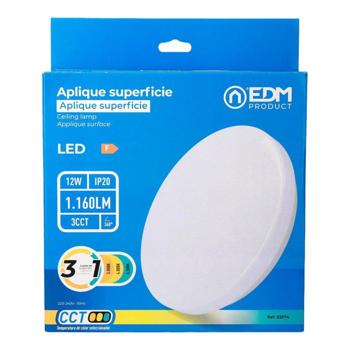 Aplique led circular de superficie 12 W 3cct 1160 lm ø26 x 6,2 cm 2