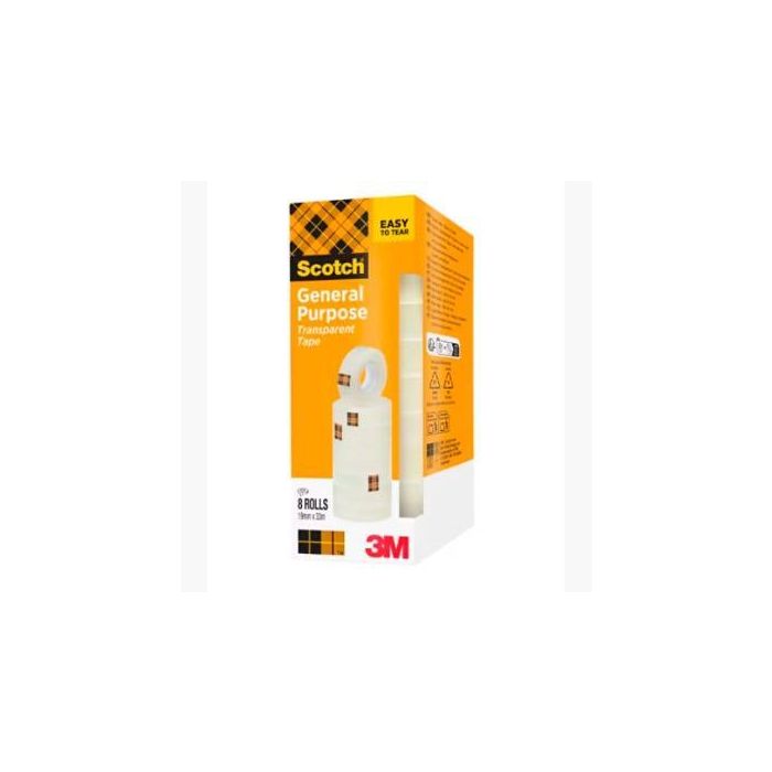 Scotch 508 Cinta Transparente 19mm x 33m - Pack 8 Rollos