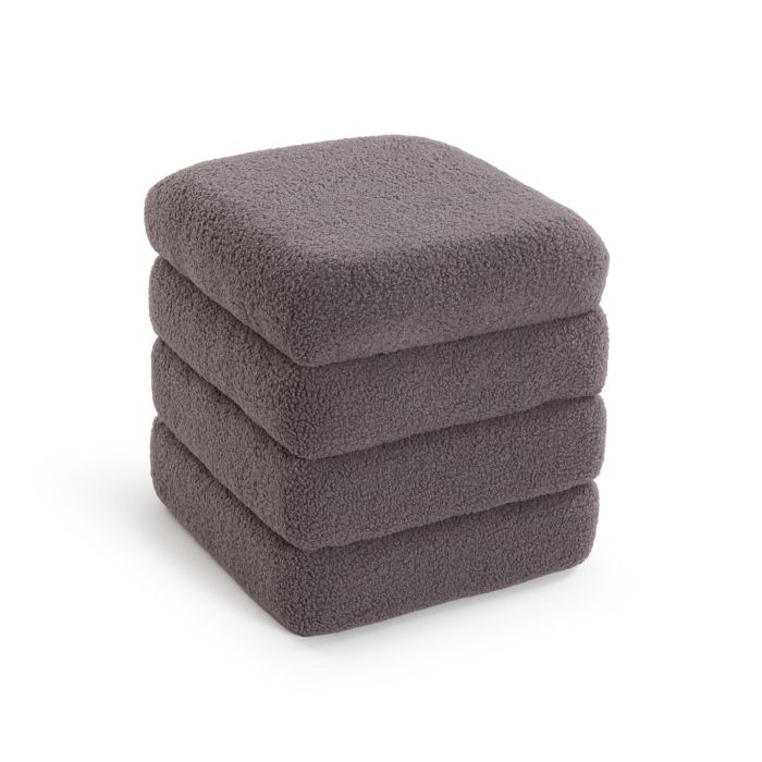 Puf Cuadrado Teddy Gris con Almacenaje Versa 40x42 cm - Algodón y Madera MDF Puf Cuadrado Teddy Gris con Almacenaje Versa 40x42 cm - Algodón y Madera MDF