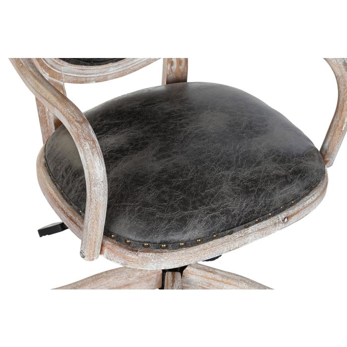 DKD Home Decor Silla de Oficina Marron Oscuro y Negro 50 x 88 x 52 cm con Ruedas y Ajuste de Altura 1