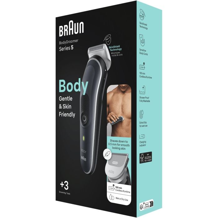 Braun BG 5340 BodyGroomer, Recortador Corporal Inalámbrico, Uso en Seco y Mojado, Lavable, Batería Litio 100min 2 Braun BG 5340 BodyGroomer, Recortador Corporal Inalámbrico, Uso en Seco y Mojado, Lavable, Batería Litio 100min 2