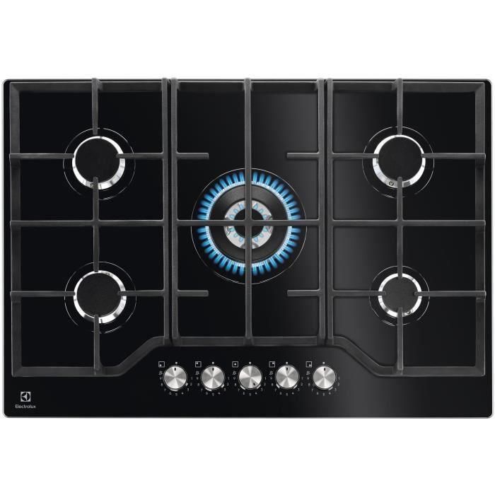 Electrolux Placa de Gas KGG75362K, 5 Quemadores, 74 x 51 cm, Negra