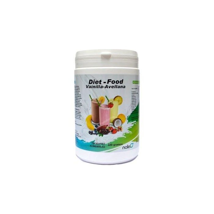 Diet Food Batido Sustitutivo Vainilla y Avellana, Alto en Proteínas, para Control de Peso, 500g