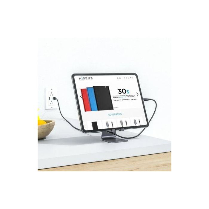 Aisens Soporte de Sobremesa Tamaño M Ajustable para Móvil o Tablet, Aleación de Aluminio, Gris 3 Aisens Soporte de Sobremesa Tamaño M Ajustable para Móvil o Tablet, Aleación de Aluminio, Gris 3