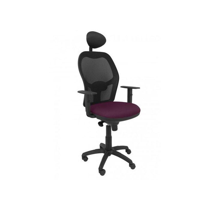 Silla Piqueras Y Crespo Jorquera Brazos Regulables Cabecero Fijo Mecanismo Sincro Con Regulador De Tension Respaldo De Malla Negra Y Asiento Tapizado Bali Morado