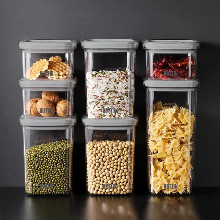 Quttin Tarro Hermético PET 1100 ml, 11,2 cm Ancho x 11,2 cm Largo x 15,5 cm Alto (12 Unidades) 8