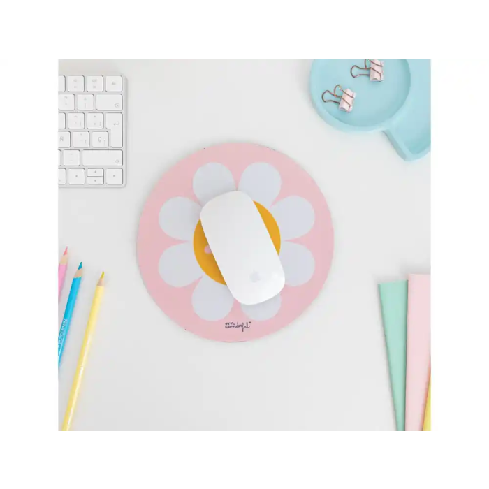 Wondee Alfombrilla de Ratón Redonda Margarita Antideslizante 200mm 4
