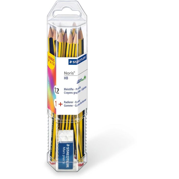 STAEDTLER Set de 20 Lápices de Grafito HB con Borrador, Certificado PEFC