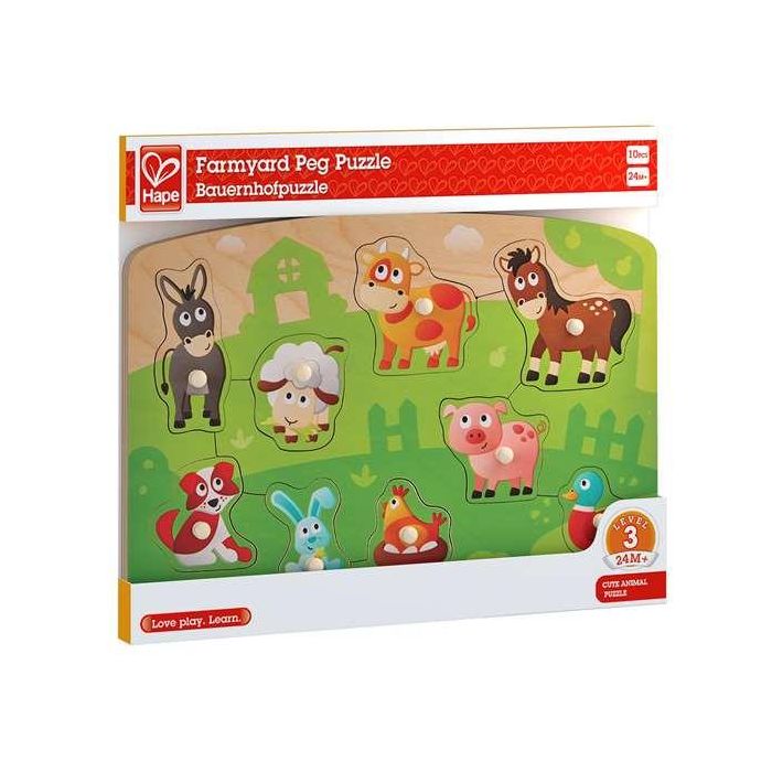 Hape Puzle de Madera La Granja, 10 Piezas, Medidas 29.40x20.80x1.80 cm, Ideal para Niños y Niñas +2 Años Hape Puzle de Madera La Granja, 10 Piezas, Medidas 29.40x20.80x1.80 cm, Ideal para Niños y Niñas +2 Años
