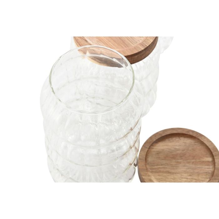 Bote Basicos DKD Home Decor Transparente Natural 9 x 17 x 9 cm Set de 3 2 Bote Basicos DKD Home Decor Transparente Natural 9 x 17 x 9 cm Set de 3 2