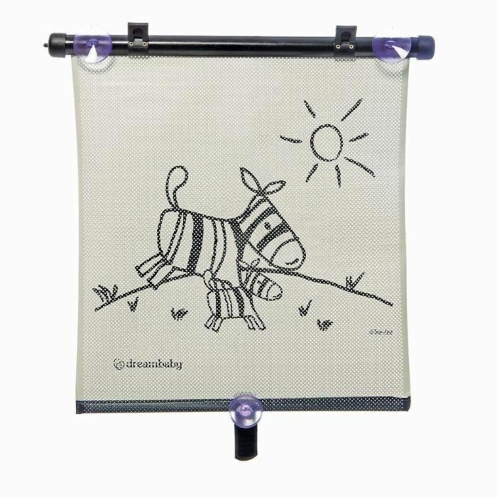 Dreambaby DRE9312742402389 Estor Enrollable para Ventana de Coche, Doble Cara Cebra y Tigre, Ajustable, 2 Unidades 2