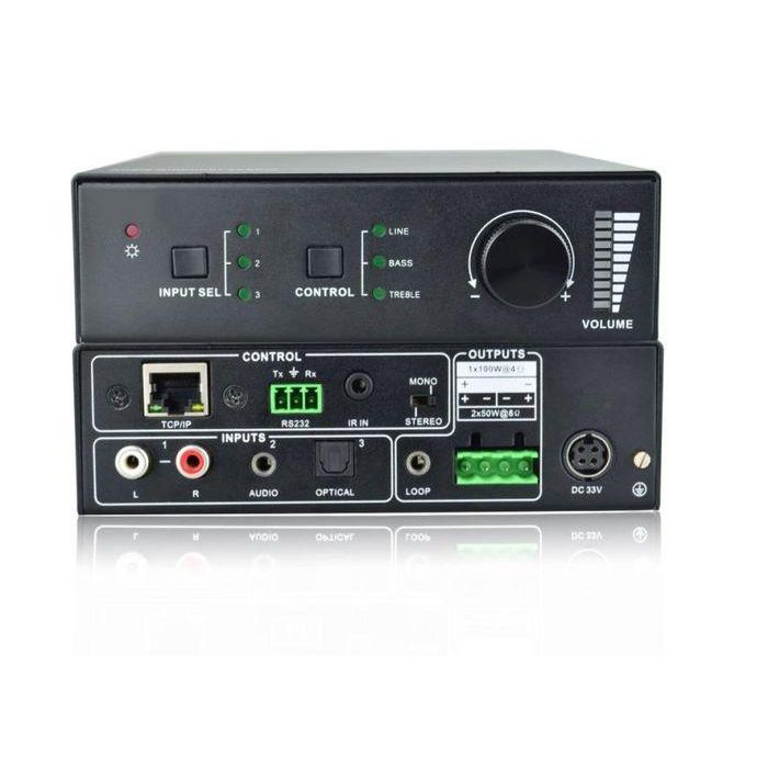 Vivolink VL120005 Amplificador de Audio Digital 2x50W (8 Ohm) / 1x100W (4 Ohm) con 3 Entradas, Control RS232/IR/TCP/IP Vivolink VL120005 Amplificador de Audio Digital 2x50W (8 Ohm) / 1x100W (4 Ohm) con 3 Entradas, Control RS232/IR/TCP/IP