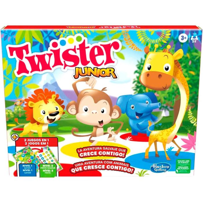 Hasbro Gaming F7478 Twister Junior juego 2 en 1 que crece para niños +3 años: Safari Animales y Fiesta Salvaje 2 Hasbro Gaming F7478 Twister Junior juego 2 en 1 que crece para niños +3 años: Safari Animales y Fiesta Salvaje 2