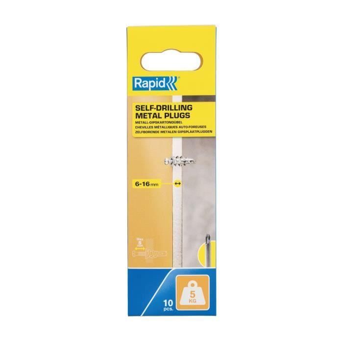Rapid Taco autoperforante m13x31 + tornillo Ø4, especial para pladur y paredes huecas, blister 10 unid Rapid Taco autoperforante m13x31 + tornillo Ø4, especial para pladur y paredes huecas, blister 10 unid