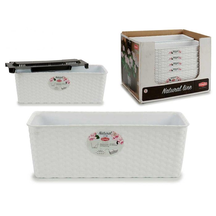 Jardinera Natural Reser Agua 40 cm Blanco Stefanplast - 39x15x13.5 cm (12 Unidades) Jardinera Natural Reser Agua 40 cm Blanco Stefanplast - 39x15x13.5 cm (12 Unidades)