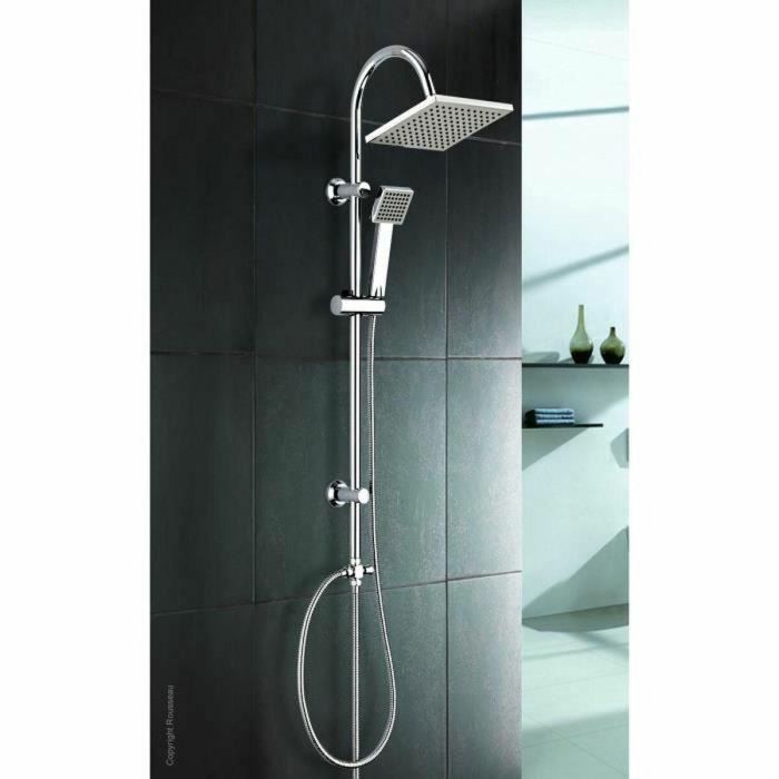 ROUSSEAU Columna de Ducha Soto sin Grifo, Cromo, Cabezal 200x200 mm ABS Antical y Ducha de Mano 1 Chorro 2