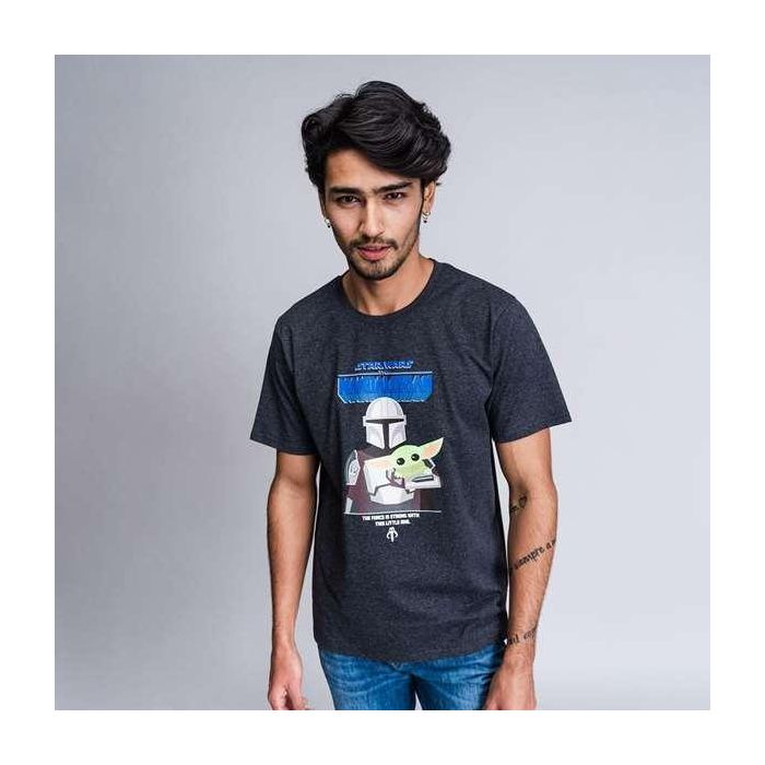 Camiseta de Manga Corta Hombre The Mandalorian Negro Adultos S 4 Camiseta de Manga Corta Hombre The Mandalorian Negro Adultos S 4