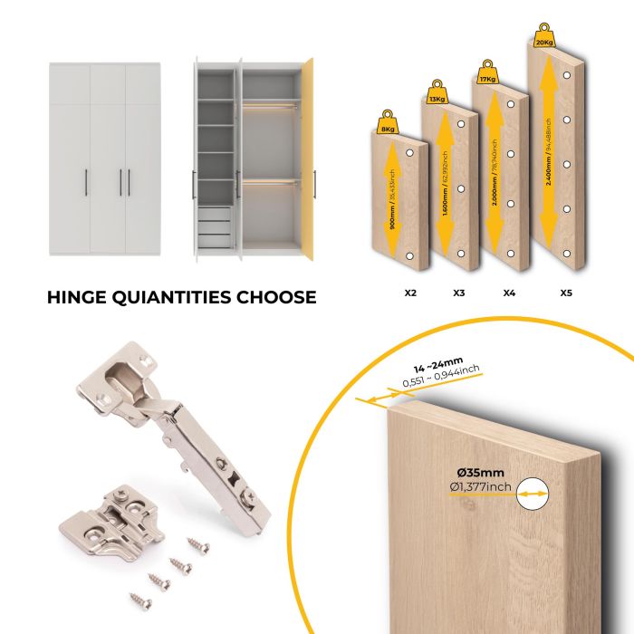 Emuca Lote de 20 bisagras rectas X92N y suplementos para atornillar, Acero, Niquelado 7 Emuca Lote de 20 bisagras rectas X92N y suplementos para atornillar, Acero, Niquelado 7