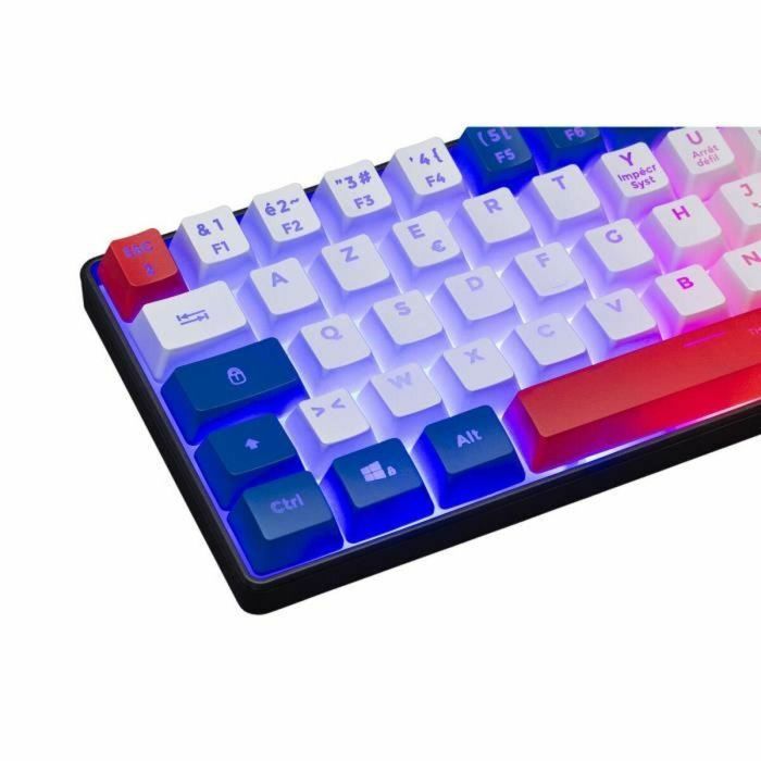 Teclado gaming - THE G-LAB - KEYZ-HYDRO-BWR/FR - 60% membrana 3 colores de teclas Azul-Blanco-Rojo 3