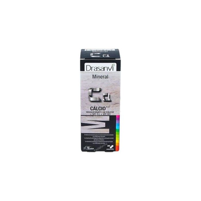 DRASANVI Calcio Vitamina D3 + K2 para Huesos 90 Comprimidos - Absorción Normal del Calcio