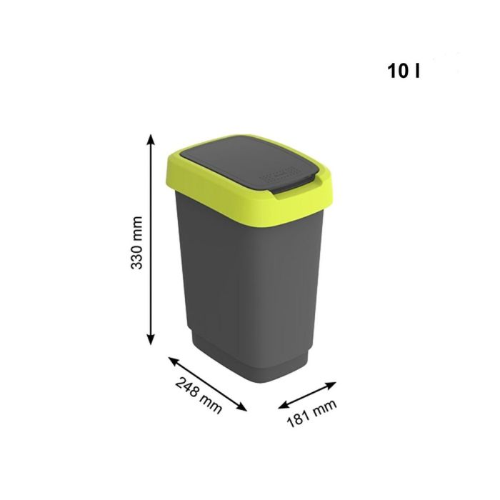 Cubo de basura Rotho Twist Lime Plástico 10 L 2